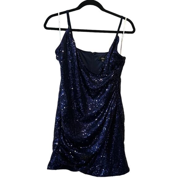 Lulu's NWT Curve Moment Navy Blue Sequin Bodycon Mini Dress sz XL - Picture 2 of 14